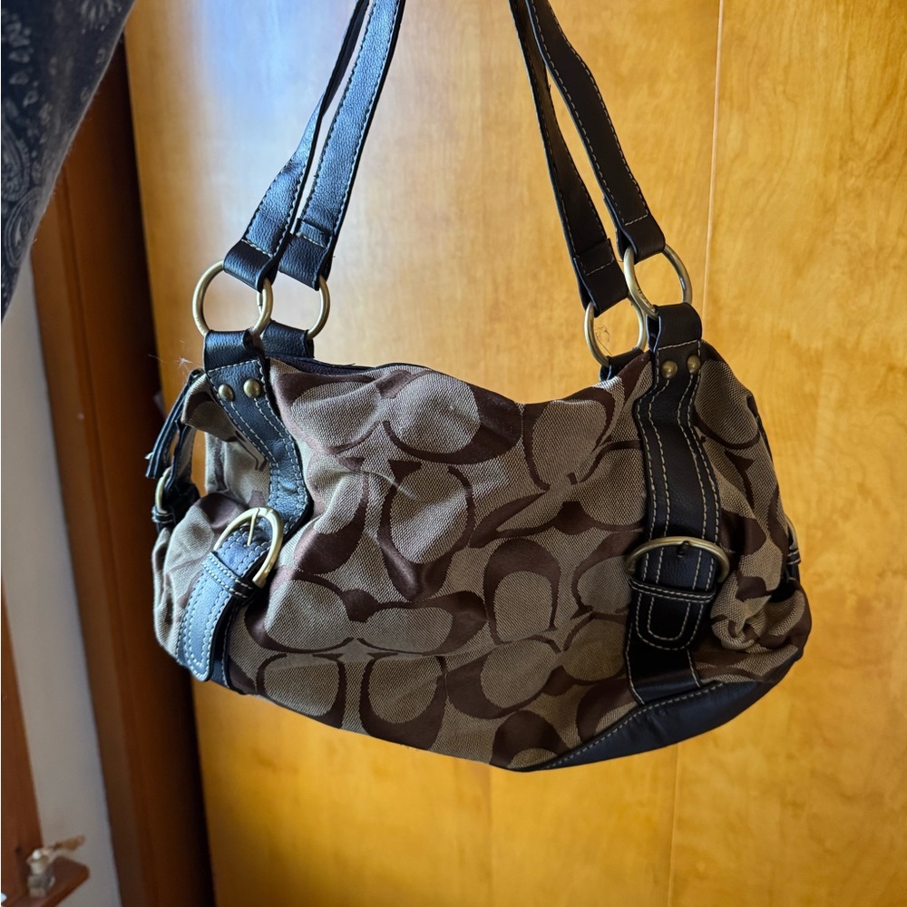 Brown and Black Designer Coach Women's Bag